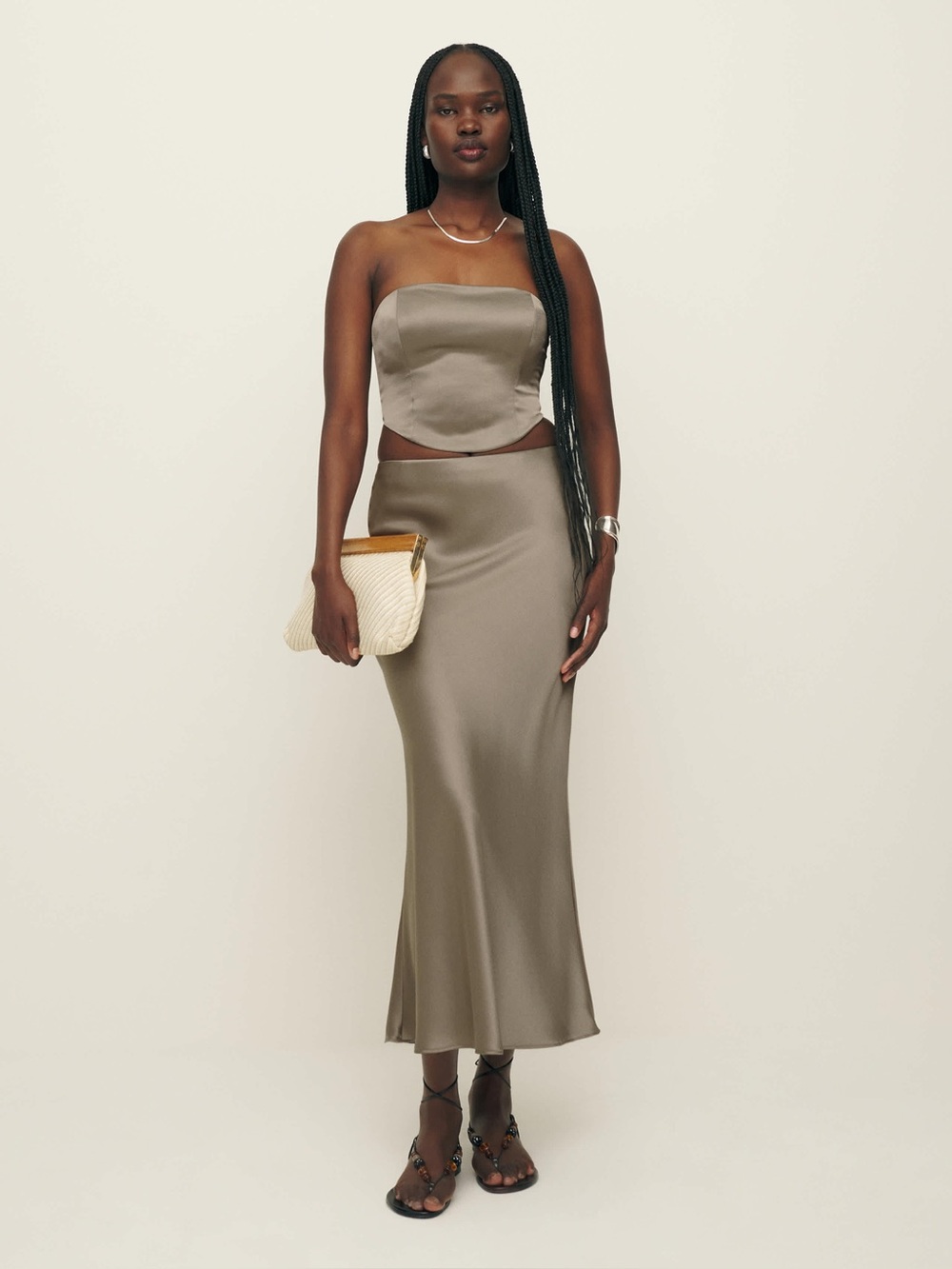 Reformation Zia Maxi Skirt Set in Taupe